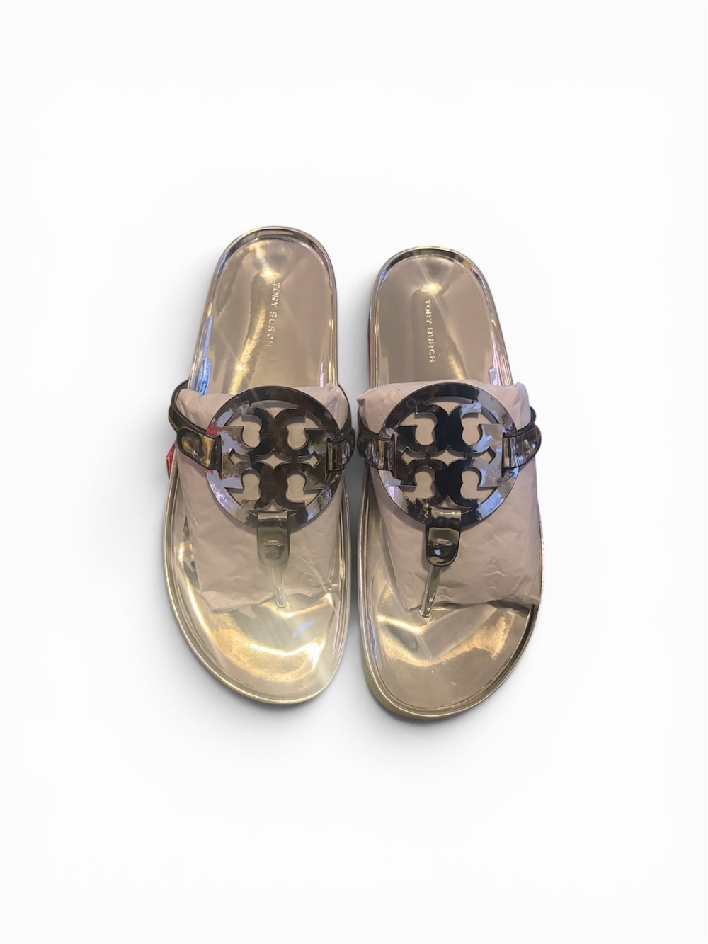 Tory Burch Metallic Logo Thong Sandals -